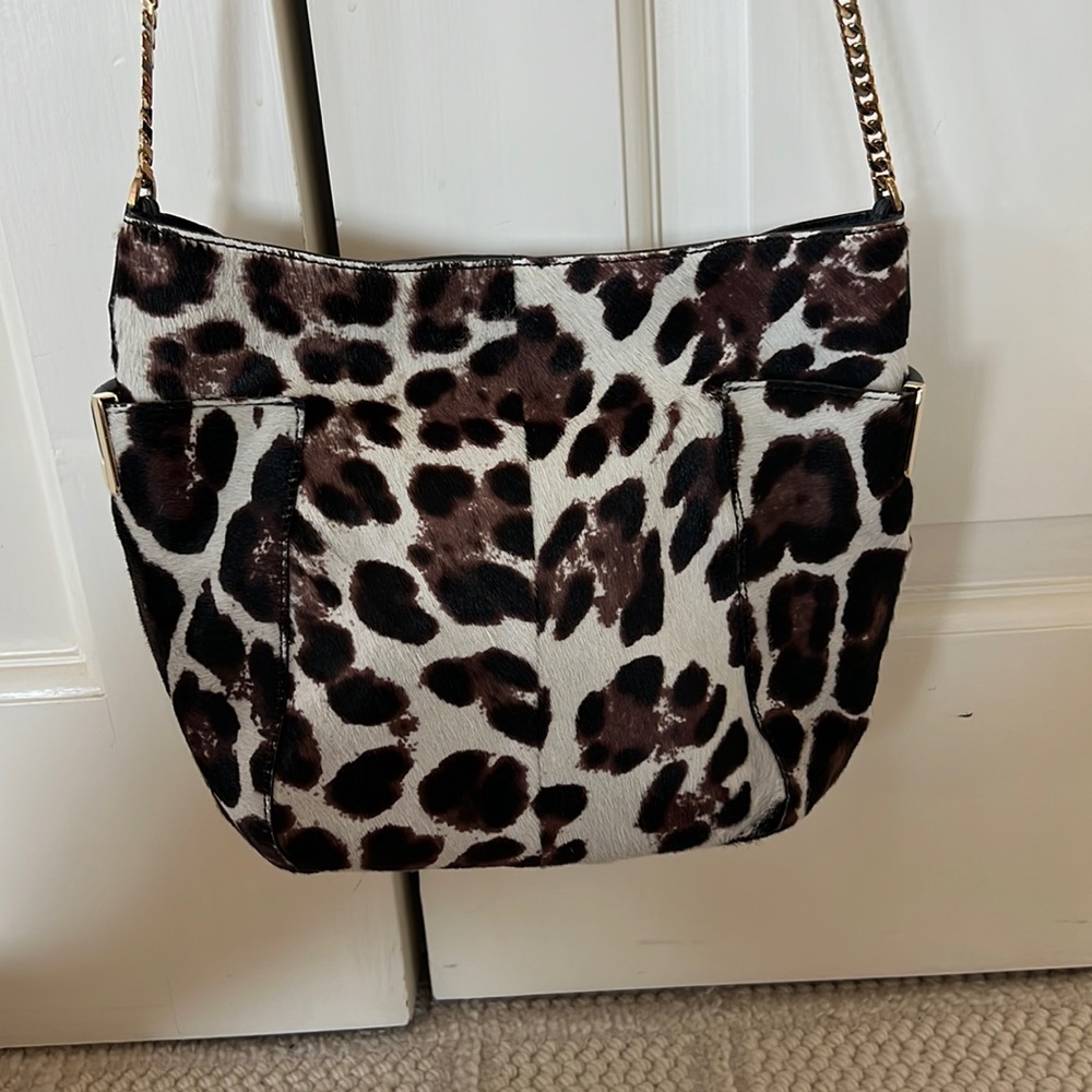 Jimmy Choo Pony leopard shoulder bag with gold hardware